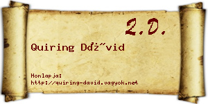 Quiring Dávid névjegykártya
